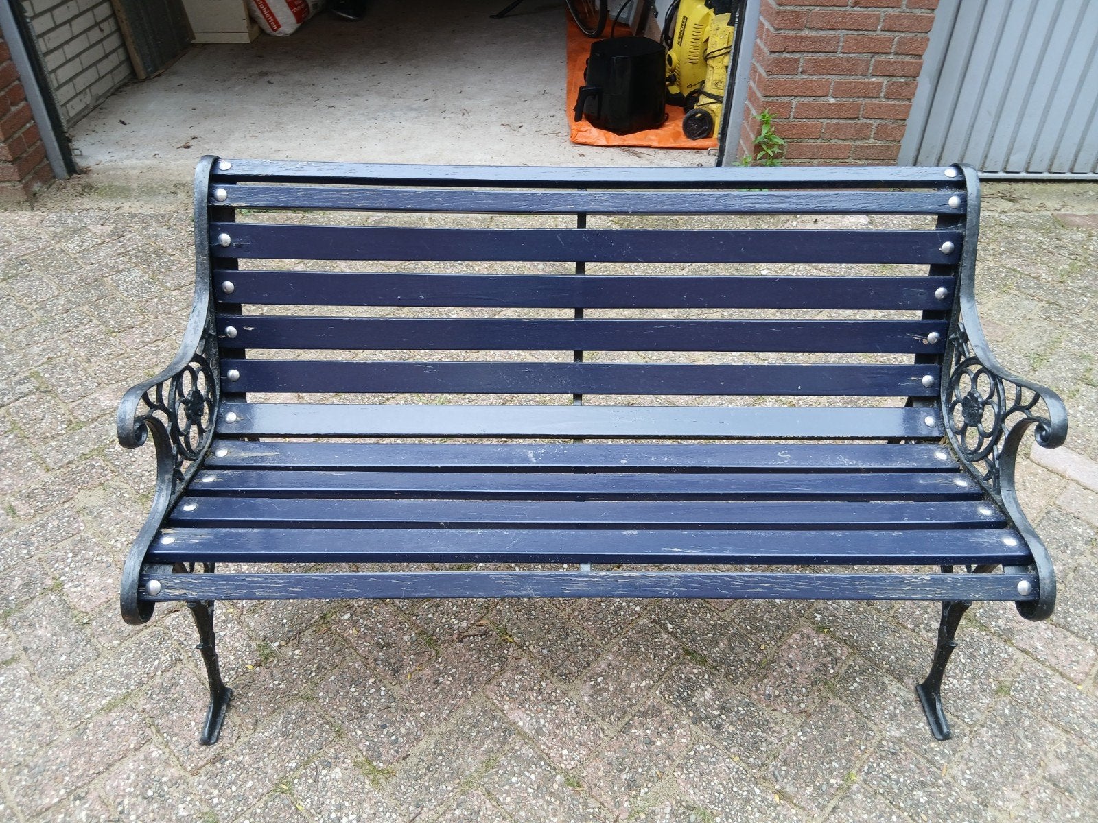 Gietijzeren Tuinbank met Houten Latten, Tuin en Terras, Tuinbanken, Ophalen, Gebruikt, Hout