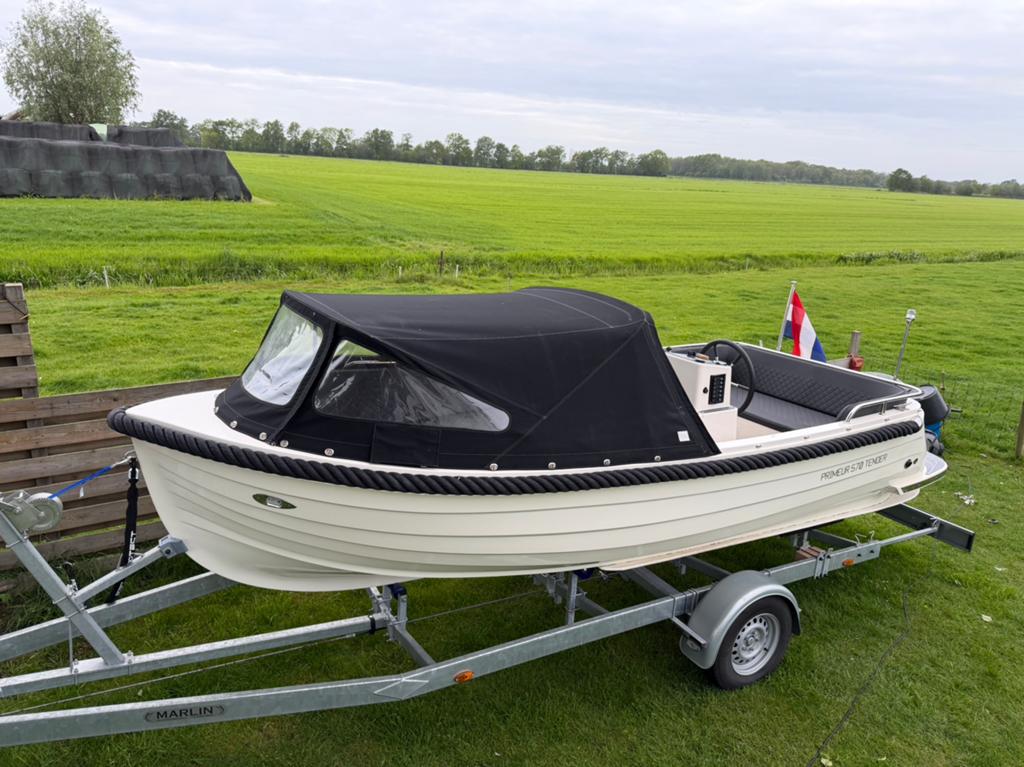 Primeur 570 Tender Diesel 27PK Audio, Teak, RVS evt. Trailer, Watersport en Boten, Ophalen, Tender, Gebruikt, Binnenboordmotor