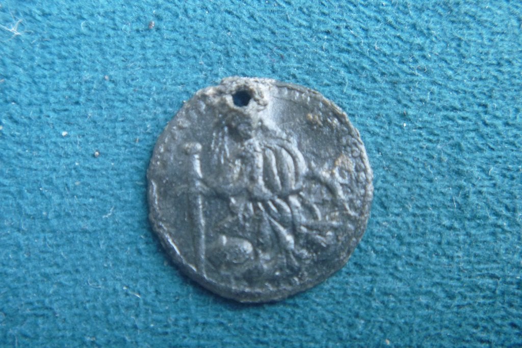 Pelgrimsinsigne. Bodemvondst. Catharina. Detector. 15e eeuw, Ophalen of Verzenden