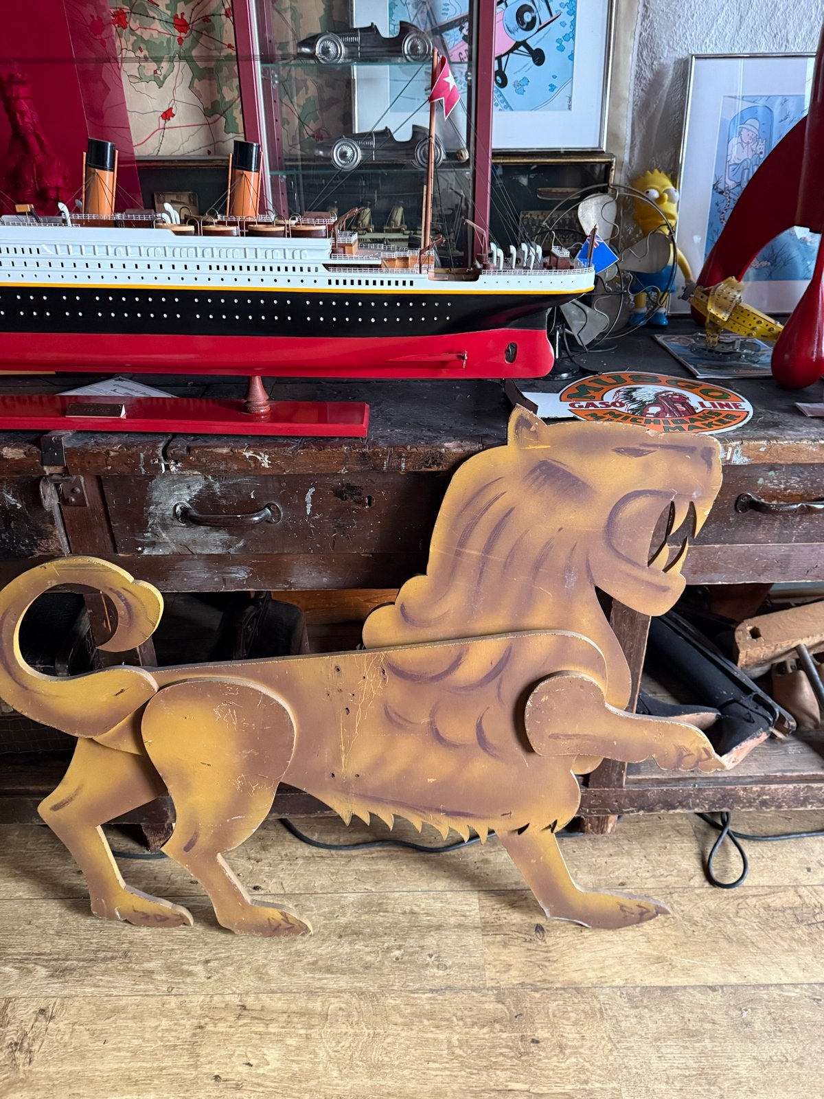 Vintage Houten Leeuw - Circus Decoratie, Ophalen