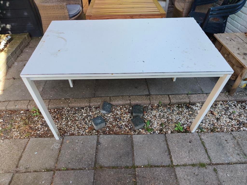 Witte gebruikte tafel, gratis op te halen, Huis en Inrichting, Tafels | Eettafels, Gebruikt, 100 tot 150 cm, Eenvoudig, 50 tot 100 cm