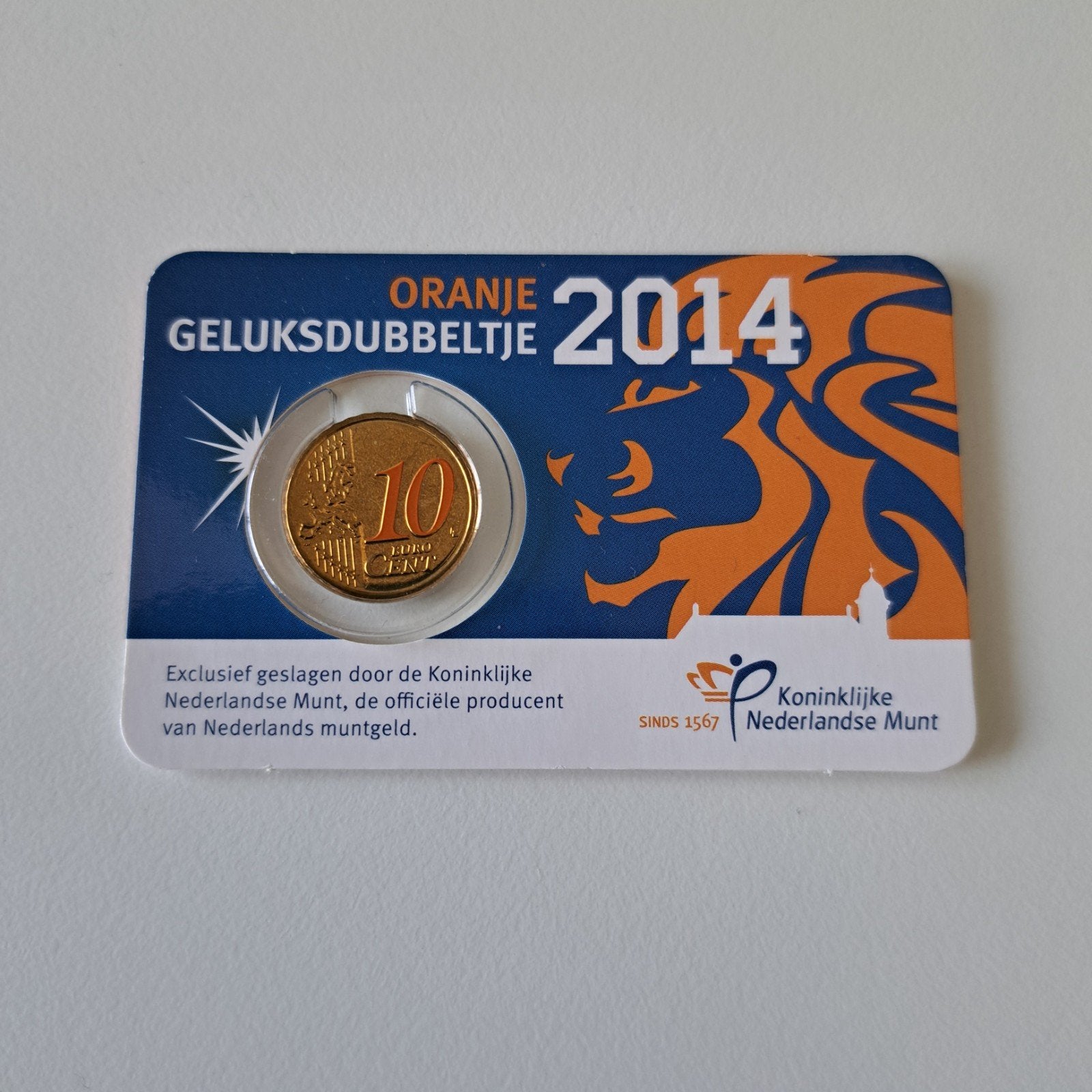 Oranje Geluksdubbeltje 2014 Coincard KNM, Ophalen of Verzenden, Koningin Beatrix, Euro's, Losse munt
