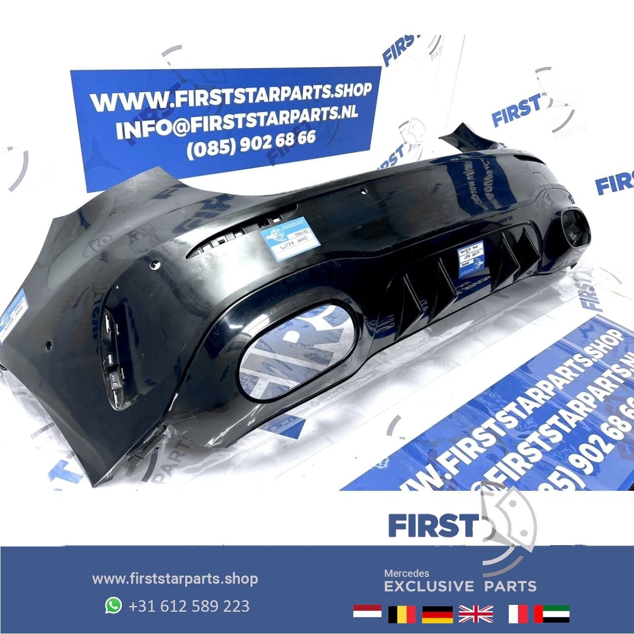W177 BUMPER A KLASSE 2023 A45 S AMG ACHTERBUMPER ZWART/WIT/G, Auto-onderdelen, Carrosserie en Plaatwerk, Gebruikt, -, Ophalen of Verzenden