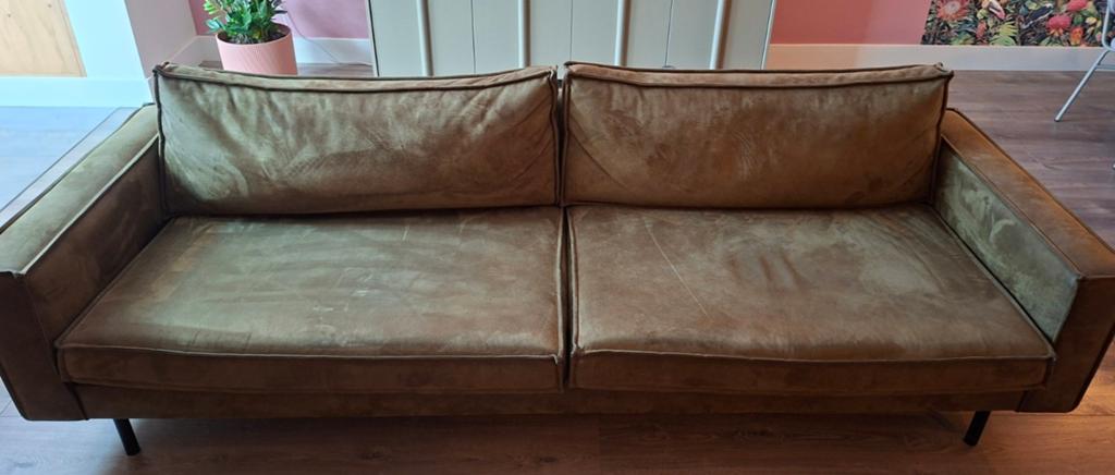 Grote bank van ruw leer (260x95x75 cm), Huis en Inrichting, Banken | Bankstellen, Ophalen, 250 tot 300 cm, Gebruikt, Rechte bank