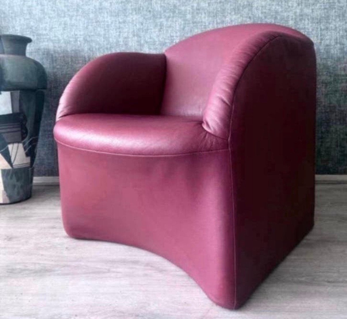 Vintage Artifort Ben armchair, Pierre Paulin, Bordeaux Leer, Huis en Inrichting, Ophalen, Gebruikt, -, -