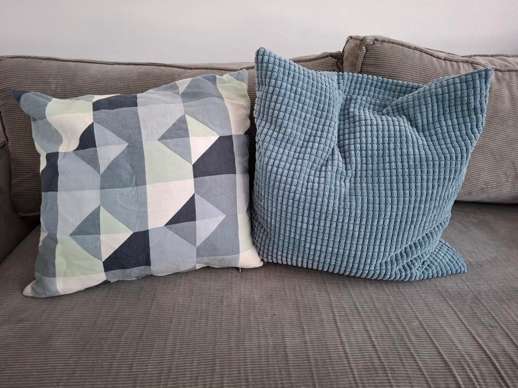 SVARTHÖ kussenhoes+ binnenkussen grafisch patroon 50 x 50, Ophalen of Verzenden, Nieuw, Blauw, Vierkant