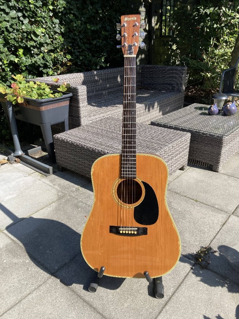 Vintage Morris W-603 Dreadnought  1977, Ophalen of Verzenden, Gebruikt, Western- of Steelstringgitaar, Met koffer