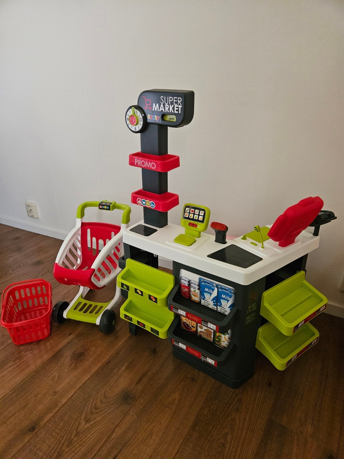Smoby Supermarkt Speelset met Winkelwagen en Mandje, Ophalen, Zo goed als nieuw, Jongen of Meisje