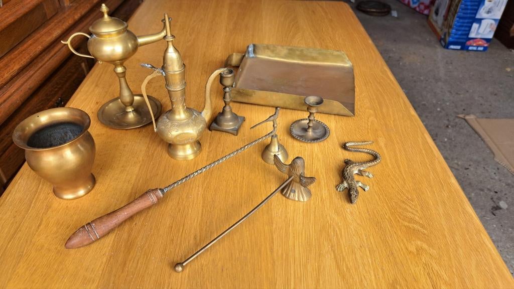 Koper Kaarsenstandaard Kaarsendover Kannetje diverse items, Ophalen