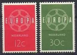 Nederland NVPH nr 727/8 ongebruikt Europazegels 1959, Ophalen of Verzenden, Na 1940, Postfris