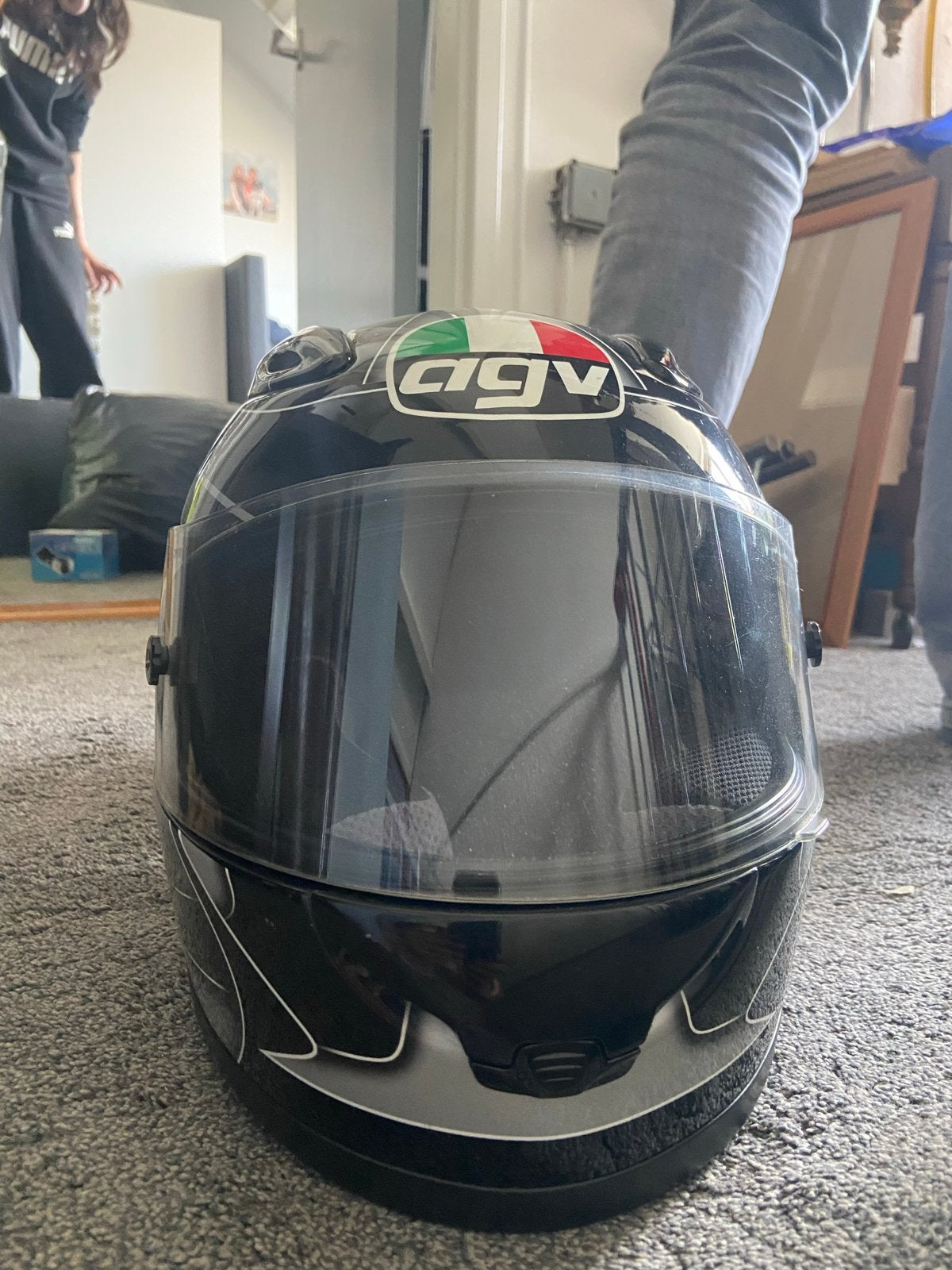AGV Integraalhelm - Zwart met Italiaanse vlag, M, Heren, Ophalen of Verzenden, Tweedehands