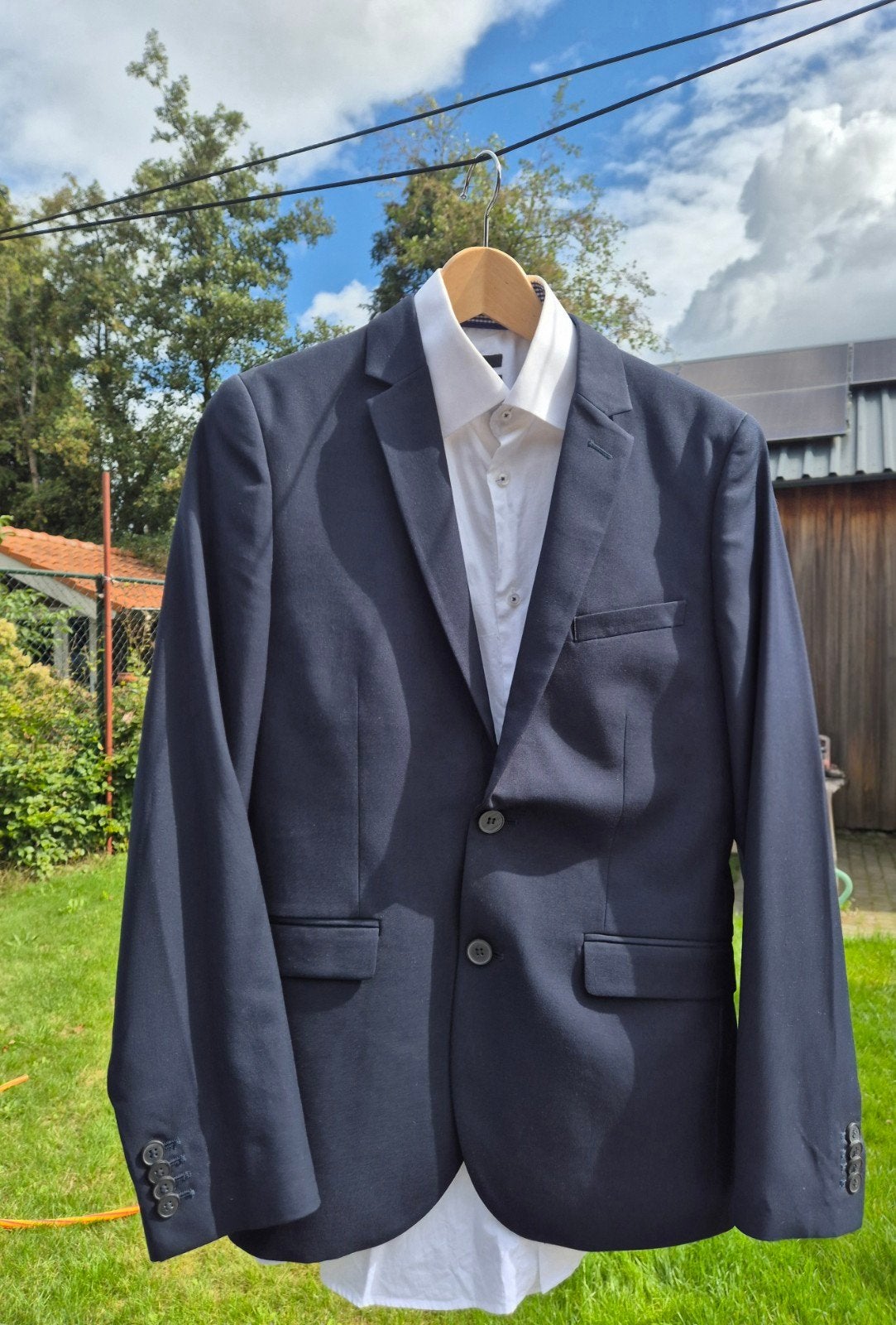 H&M Pak (colbert en pantalon) met HEMA overhemd, Ophalen of Verzenden, Zo goed als nieuw, H&M, HEMA, Maat 48/50 (M)