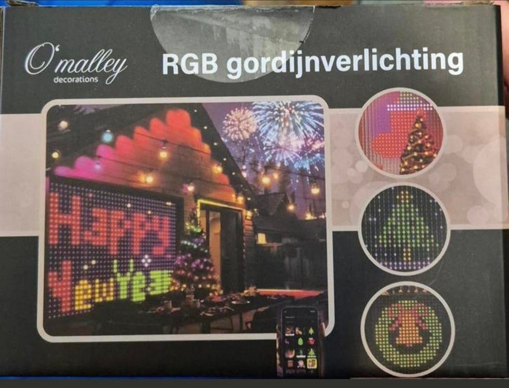 RGB gordijn feest verlichting, personalisatie en teksten, Diversen, Kerst, Ophalen of Verzenden