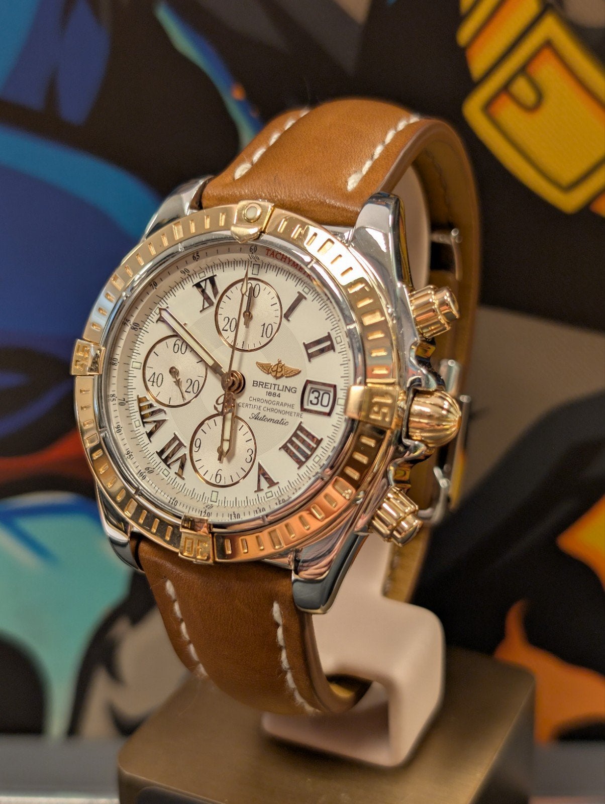 Breitling Chronomat evolution, zeer chique, Ophalen of Verzenden, Zo goed als nieuw, Goud, Overige merken