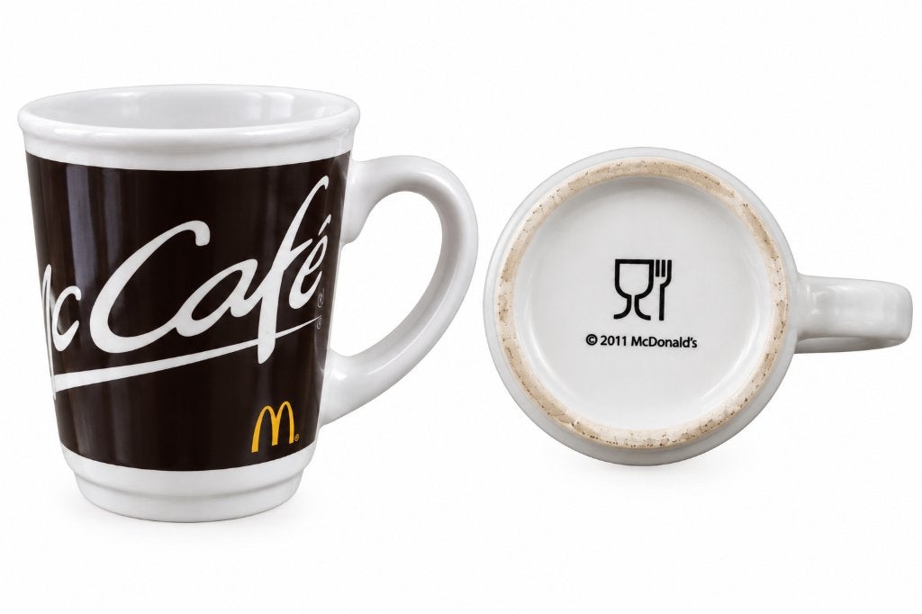 McCafé koffiebeker – donkerbruin – McDonald’s 2011, Gebruikt, Overige typen, Ophalen of Verzenden, Overige stijlen
