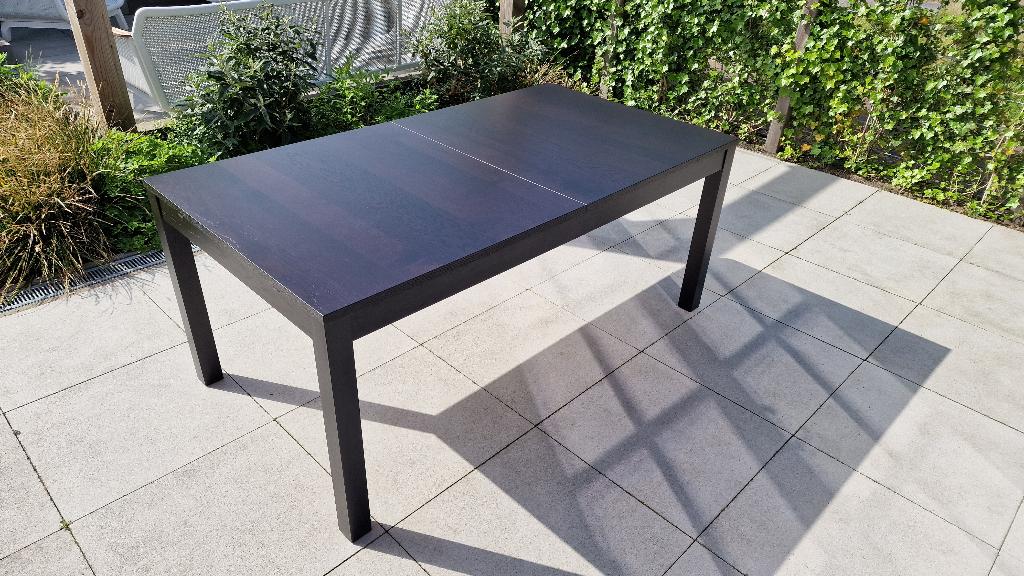 Uitschuifbare Ikea Bjursta Eettafel - Zwart/Bruin, Ophalen, Gebruikt, 200 cm of meer, Scandinavisch