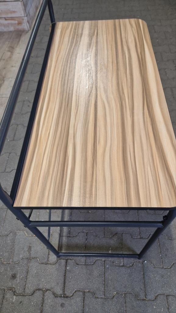 Modern bureau met houtlook blad en metalen frame, Ophalen of Verzenden