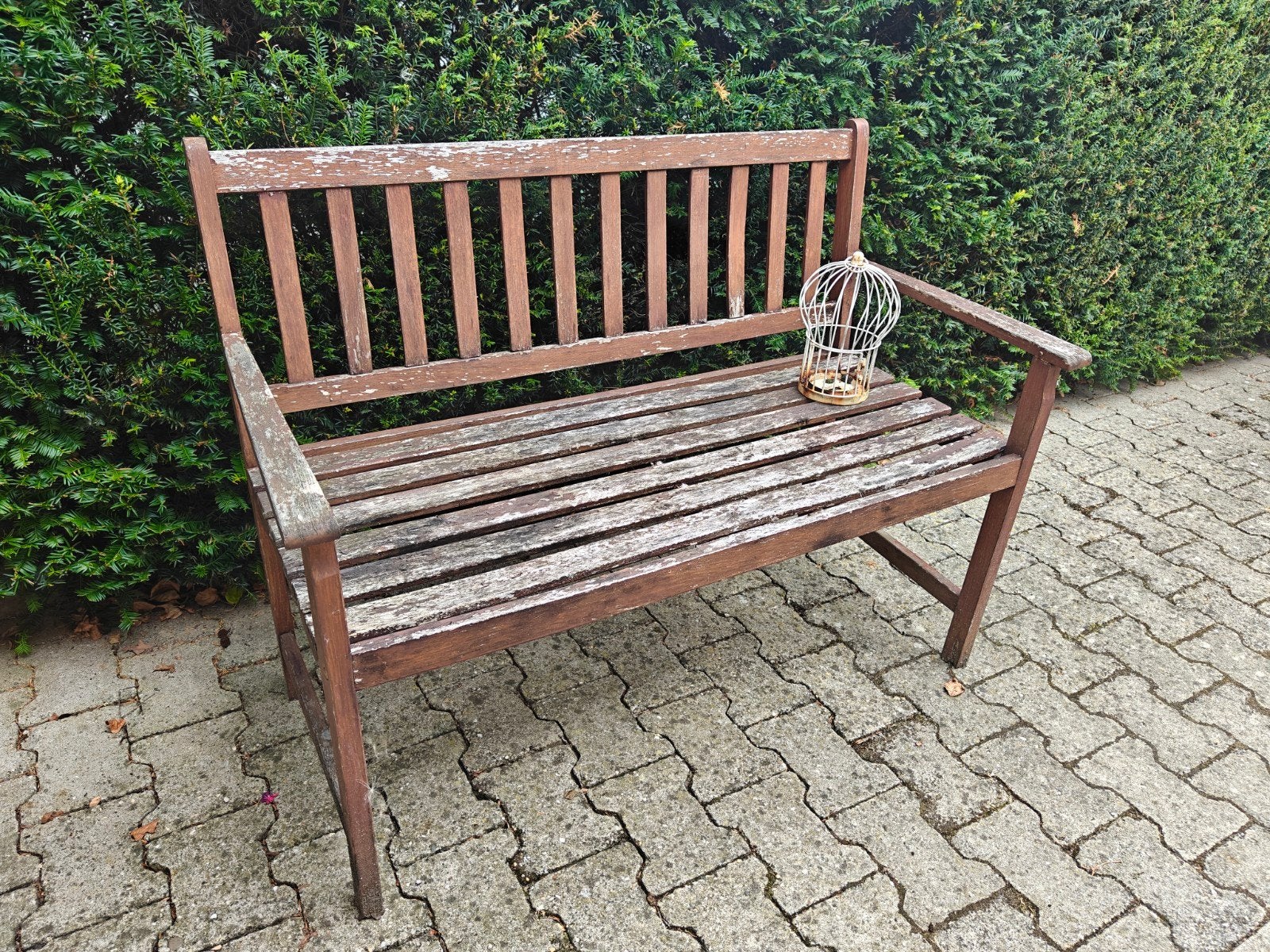 hardhouten tuinbankje, Tuin en Terras, Ophalen, Gebruikt, Hout