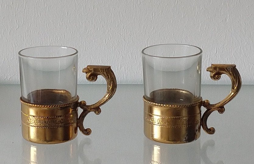 glazen espresso Rococo style kopjes, volgnr 26, Huis en Inrichting, Overige merken, Ophalen of Verzenden, Overige stijlen, Kop(pen) en/of Schotel(s)