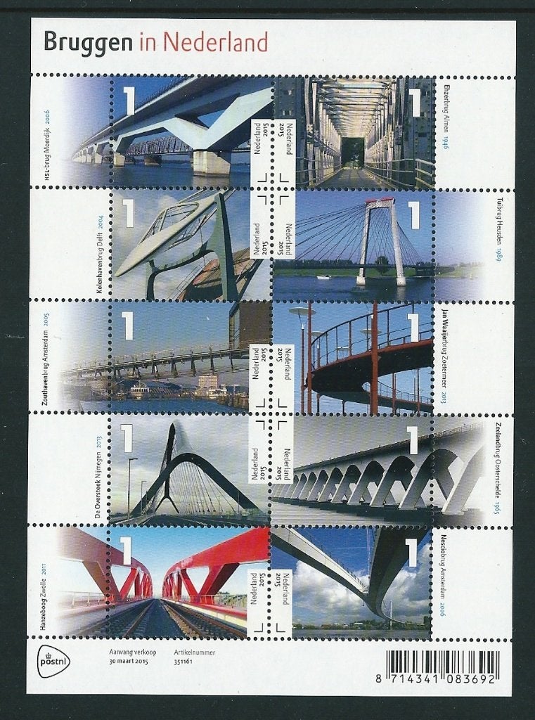 Vel Nederlandse Bruggen no V3275 postfris, Ophalen of Verzenden, Postfris