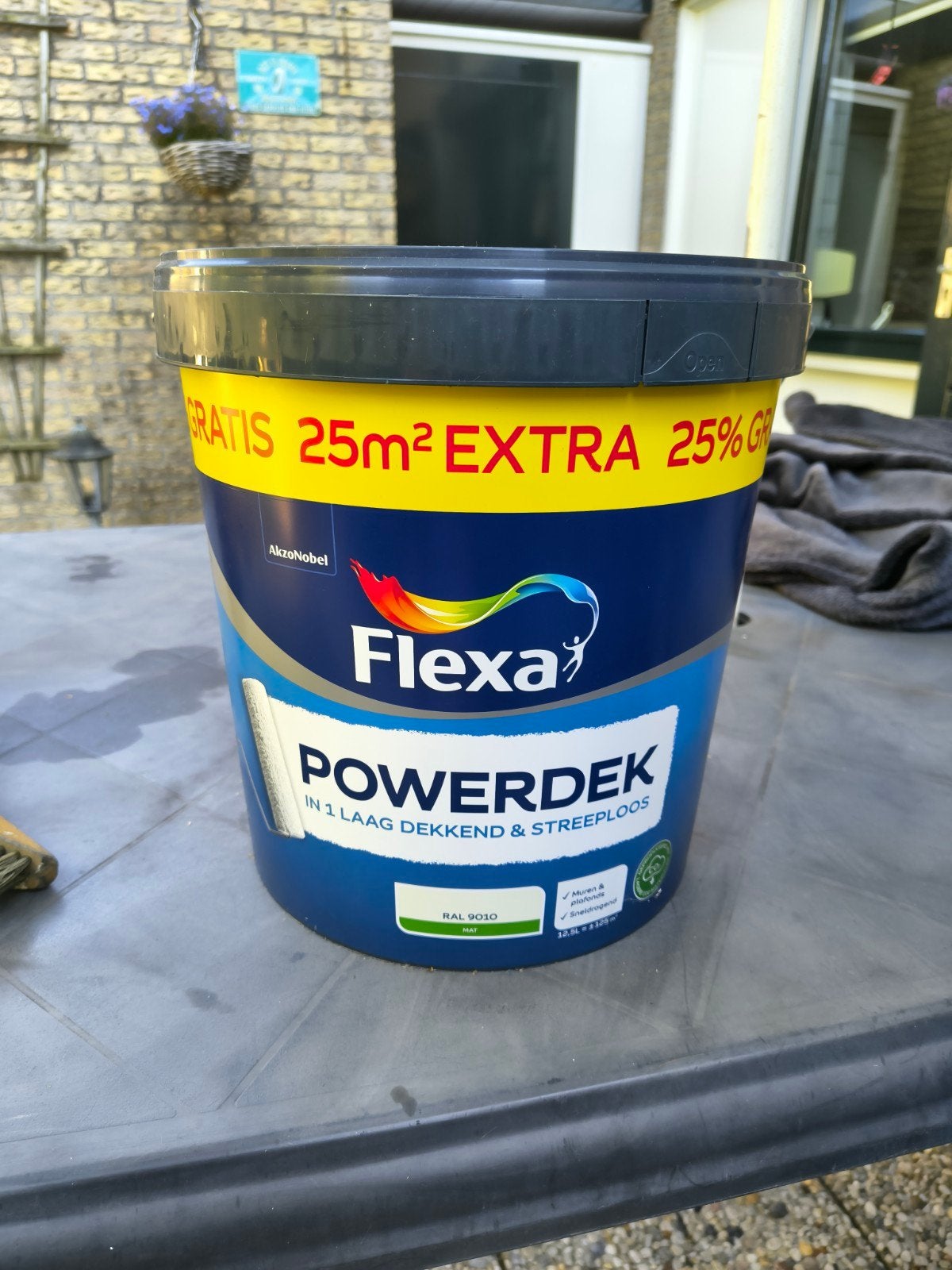 Flexa Powerdek RAL 9010 Mat 12.5L - Ongeopend, Ophalen, Nieuw, Wit