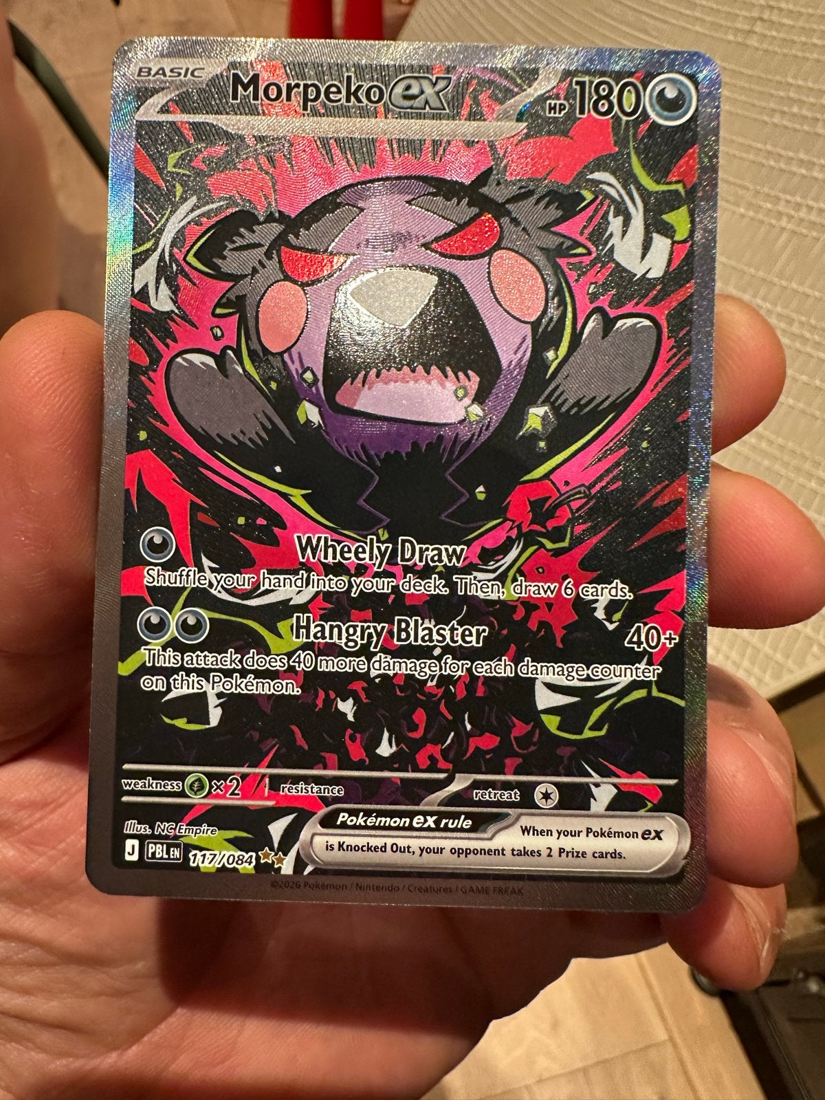 Morpko ex 117/084 Pokémon kaart, Ophalen of Verzenden, Zo goed als nieuw, Losse kaart, Foil