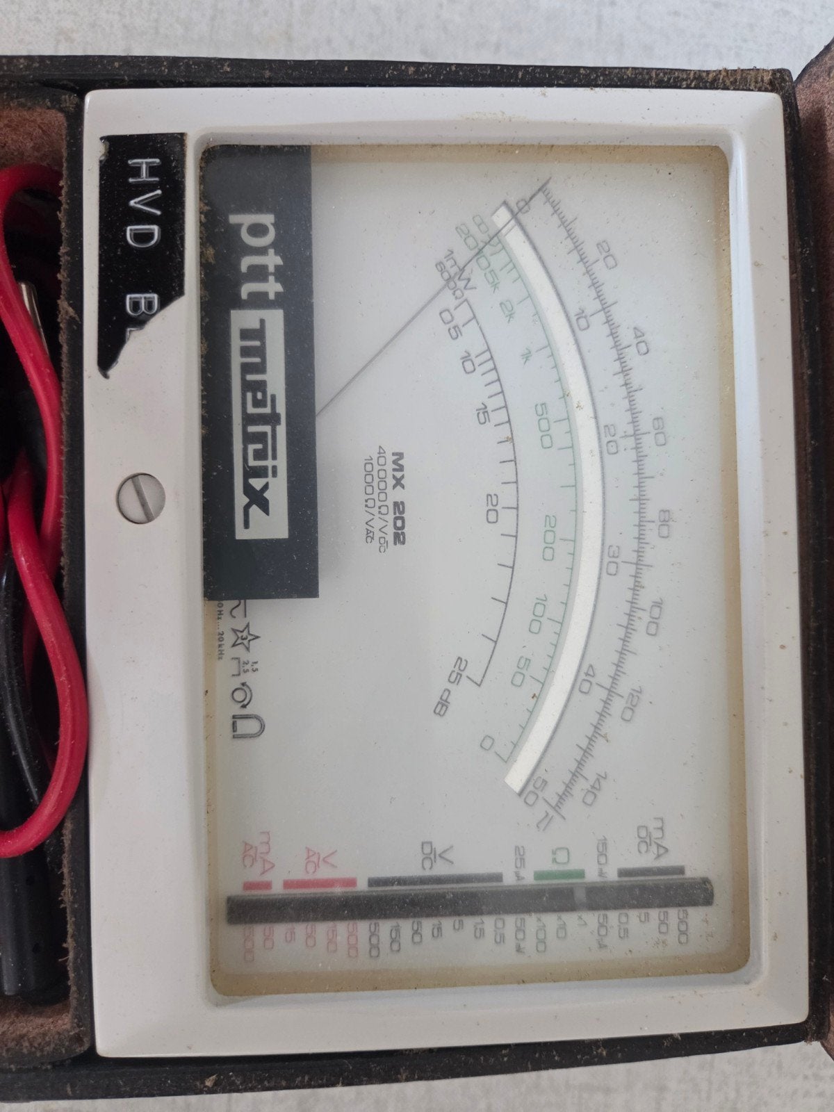 Vintage PTT Metrix MX 202 Multimeter in Leren Etui, Doe-het-zelf en Verbouw, Ophalen of Verzenden, Gebruikt, Multimeter