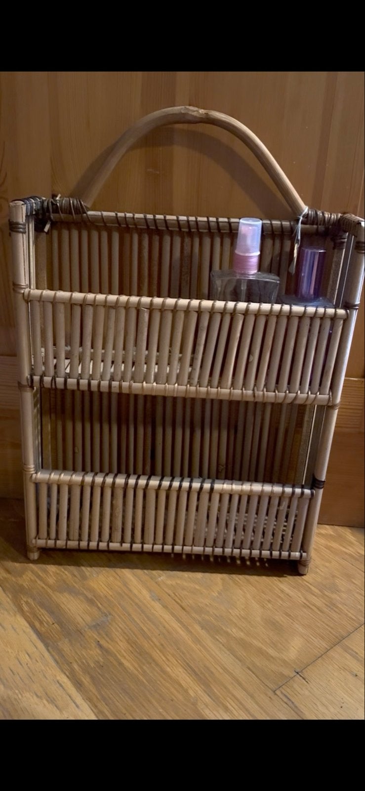 Vintage rotan rieten wandrek wand muur.rekje 29 cm breed, Ophalen of Verzenden, Gebruikt