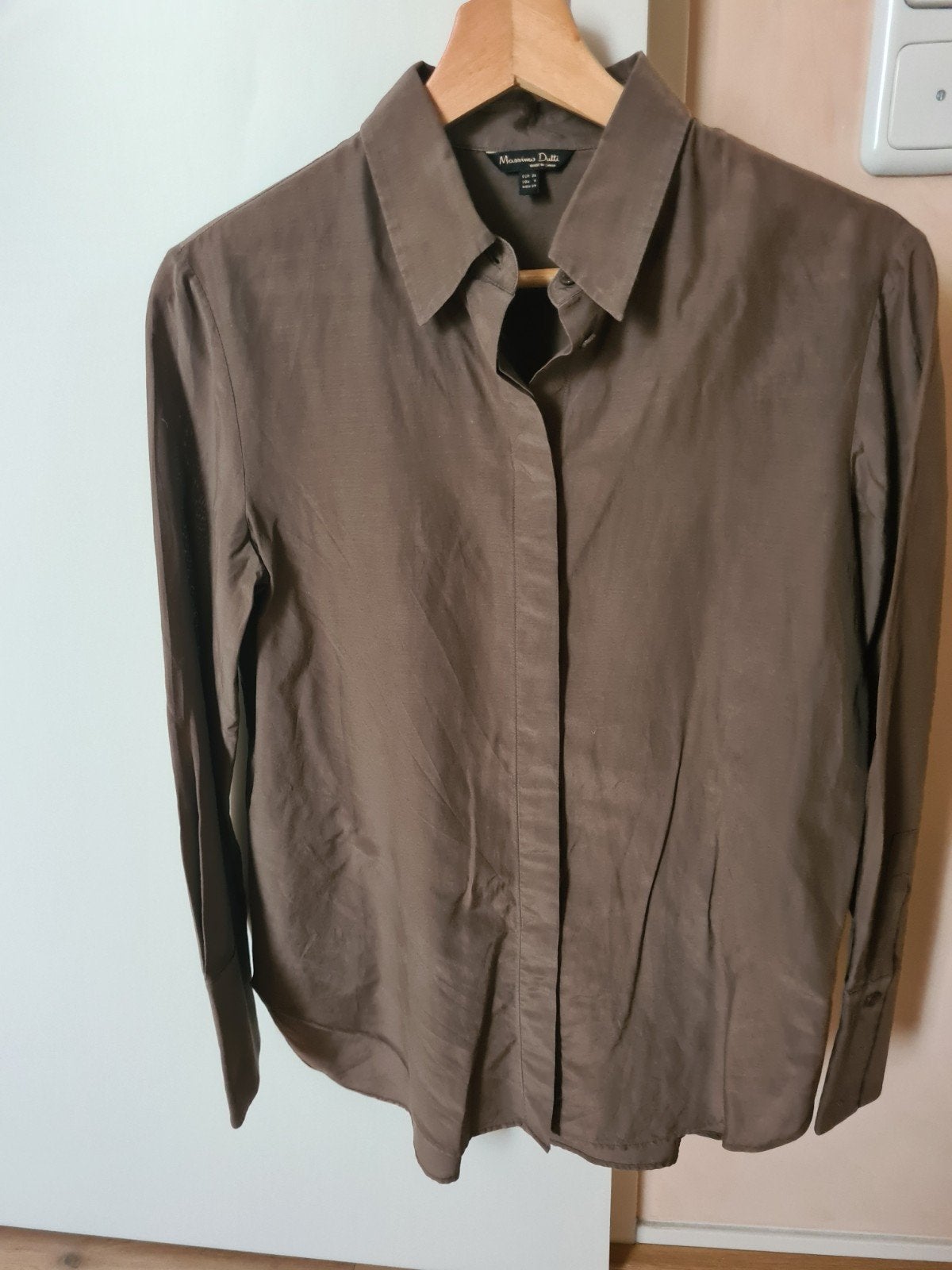 Massimo Dutti olijfgroene blouse maat 36 (S), Ophalen, Massimo Dutti, Maat 36 (S), Gedragen