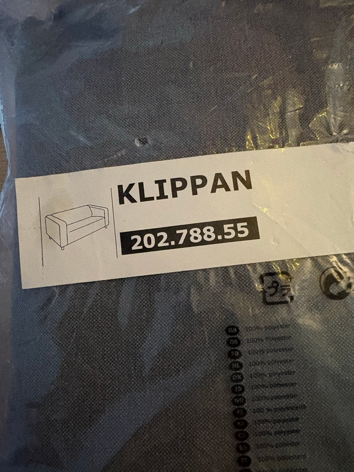 Nieuwe IKEA Klippan hoes voor tweepersoonsbank - Grijs, Ophalen of Verzenden, Nieuw, Tweepersoons, Stof