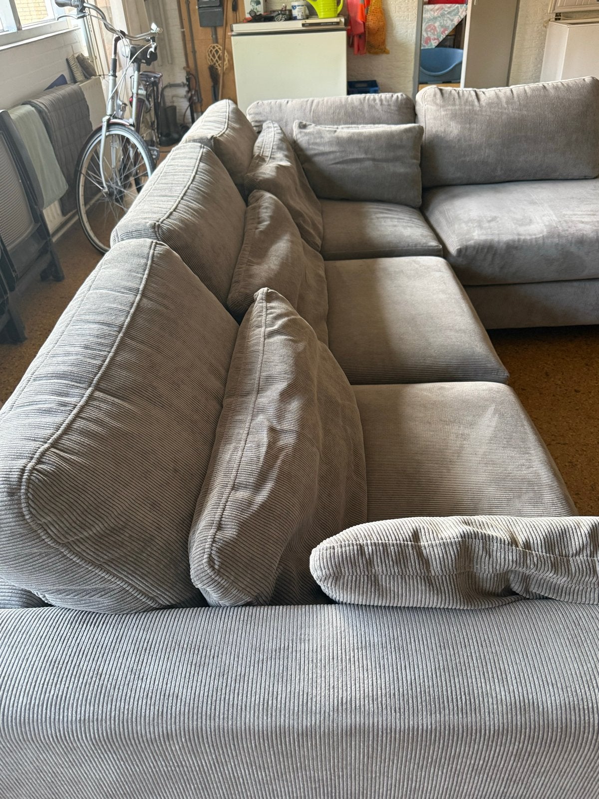 Grote comfortabele hoekbank van stof, Ophalen, 100 tot 125 cm, Hoekbank, 300 cm of meer
