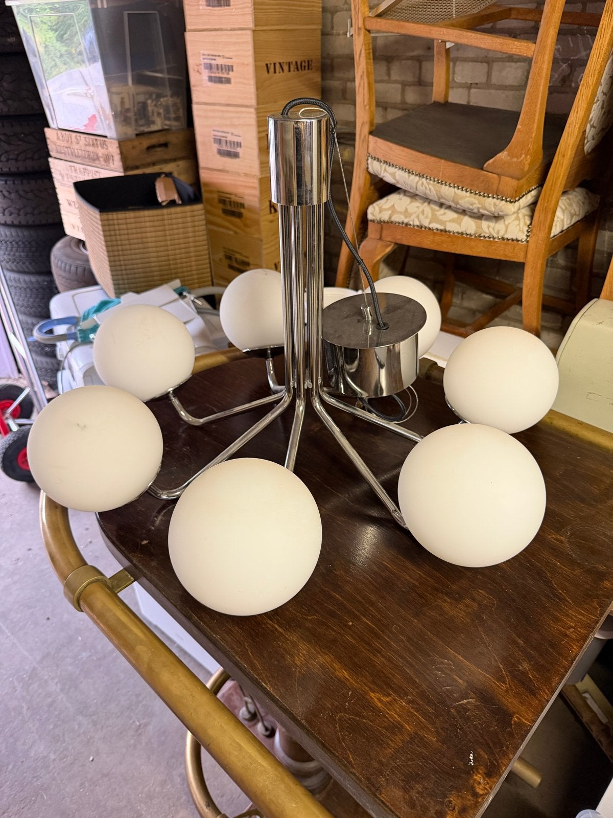 IKEA Kroby Hanglamp met 6 glazen bollen, Ophalen, Gebruikt, Glas