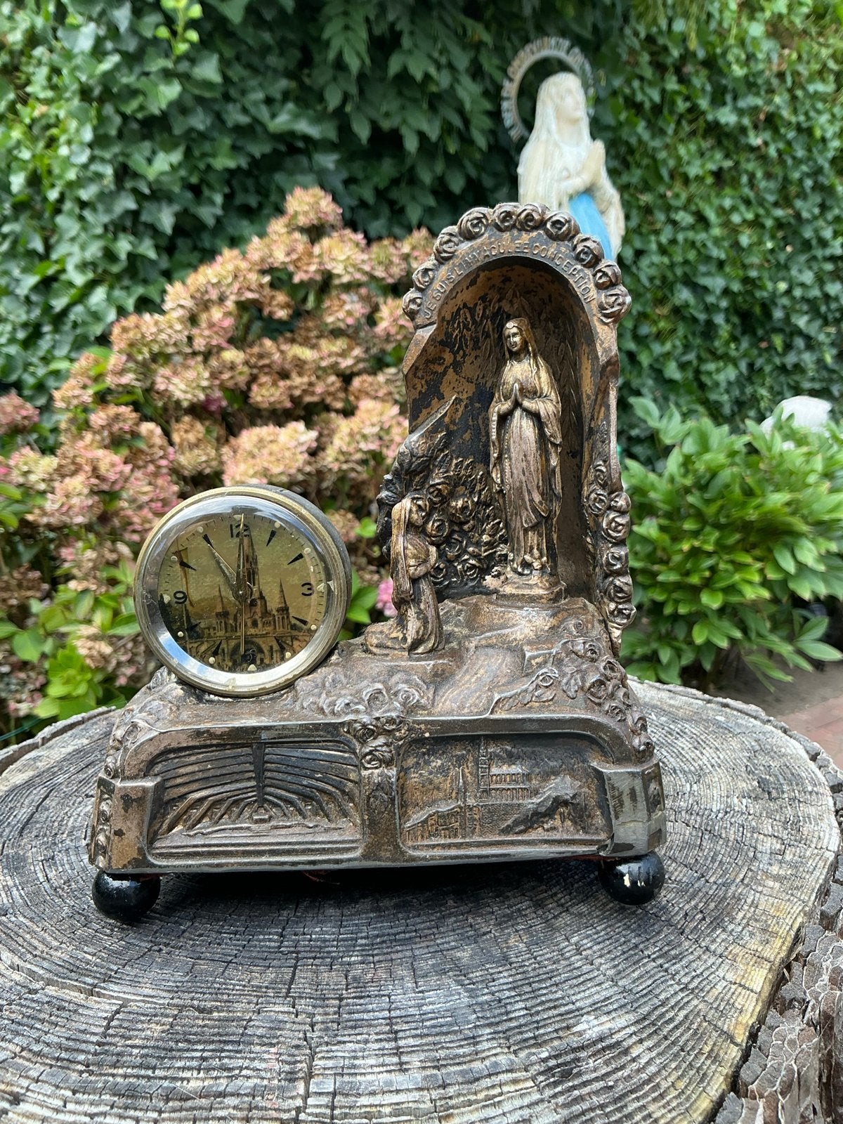 Oud Frans Lourdes Muziekdoosje ❤️ met Klokje, Ophalen of Verzenden
