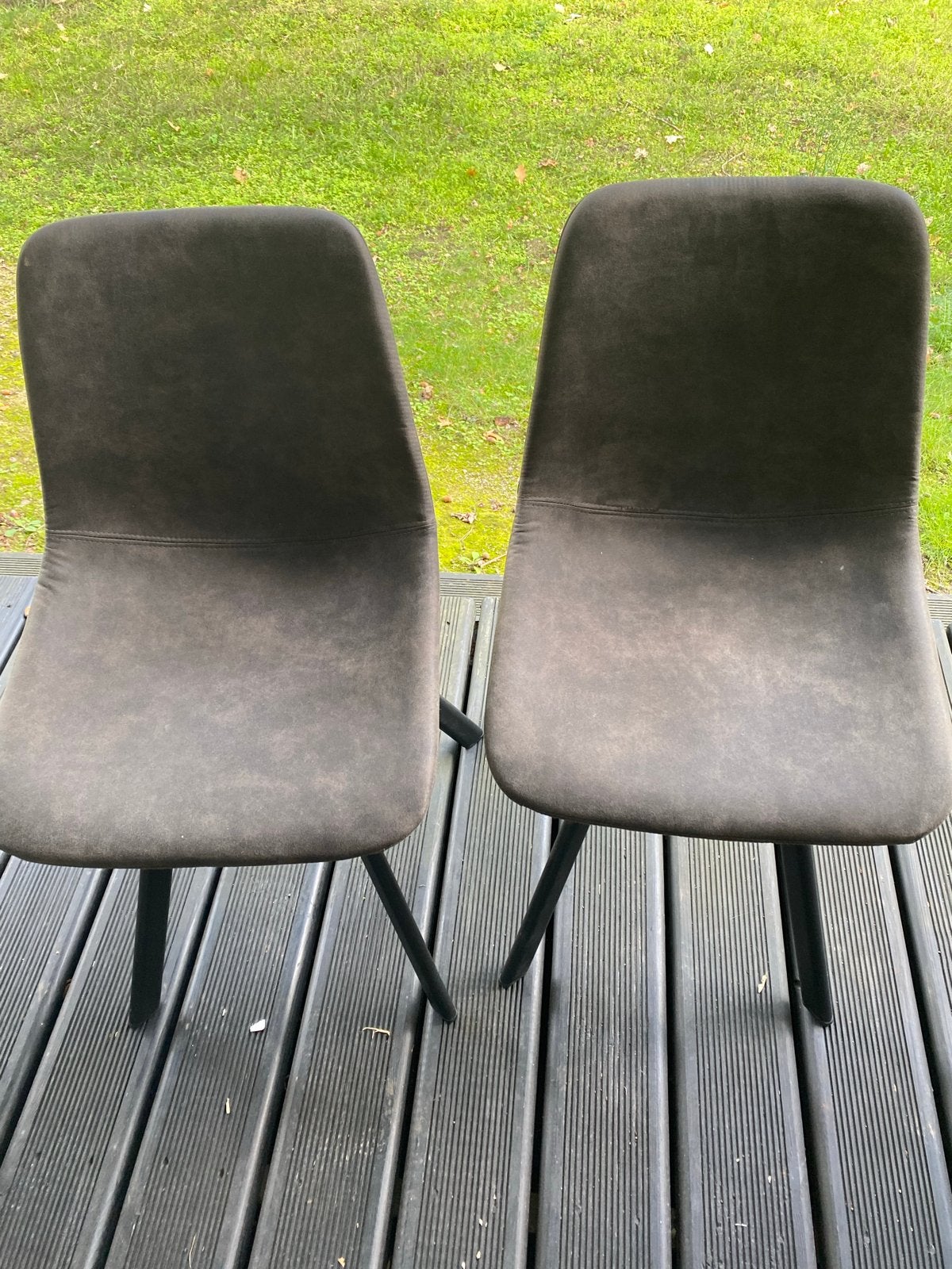 Set van 5 moderne eetkamerstoelen - Grijs stof, Ophalen, Gebruikt, Twee, Stof