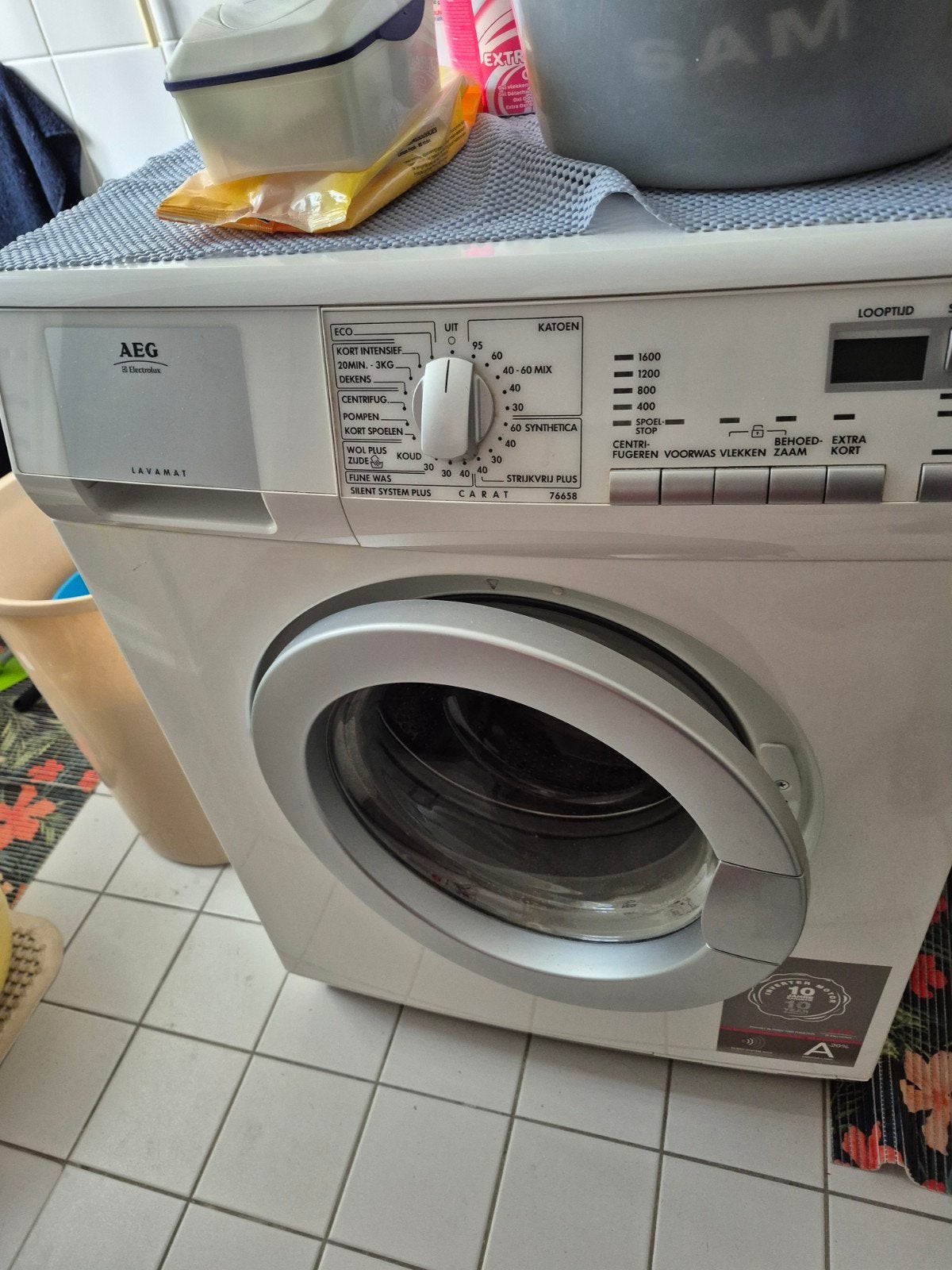 Te koop wasmachine, Ophalen, Gebruikt, 1200 tot 1600 toeren, 85 tot 90 cm