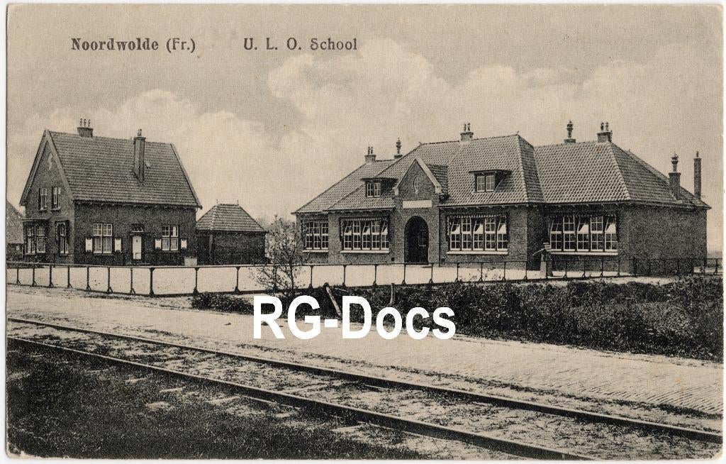 Ansichtkaart Briefkaart ULO School Noordwolde Spoorlijn 1924, Ophalen of Verzenden, 1920 tot 1940, Gelopen, Friesland
