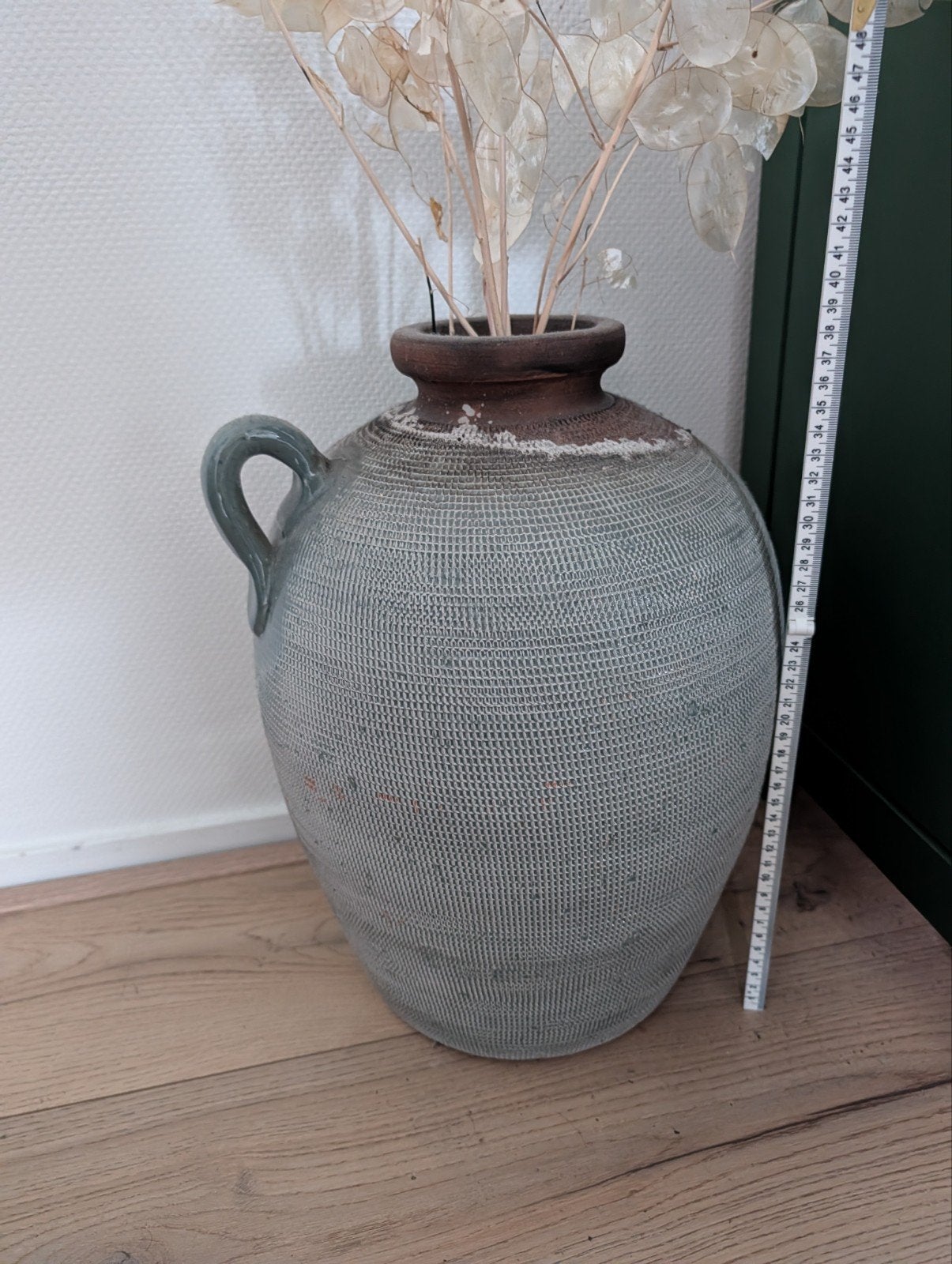 Grote decoratieve vaas met handvat, 38cm hoog, Ophalen