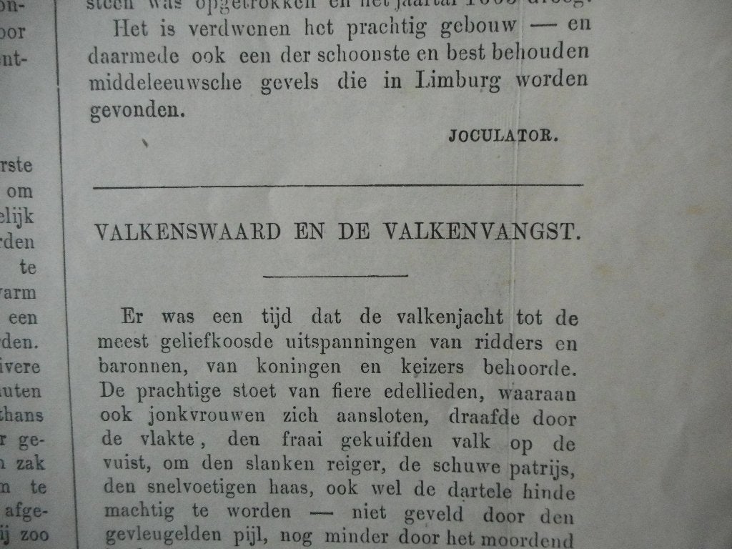 Valkenswaard en de valkenvangst. 1881/1882., Ophalen of Verzenden, Voor 1920, Nederland, Knipsel(s)