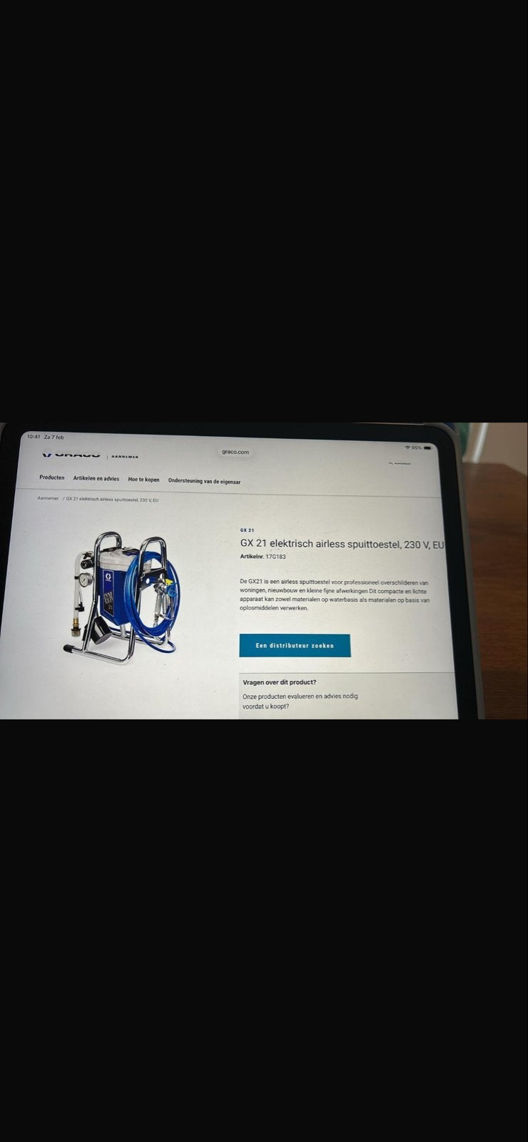 Graco GX 21 Elektrische Airless Verfspuit, Ophalen of Verzenden, Gebruikt, Verfspuit of Verfpomp