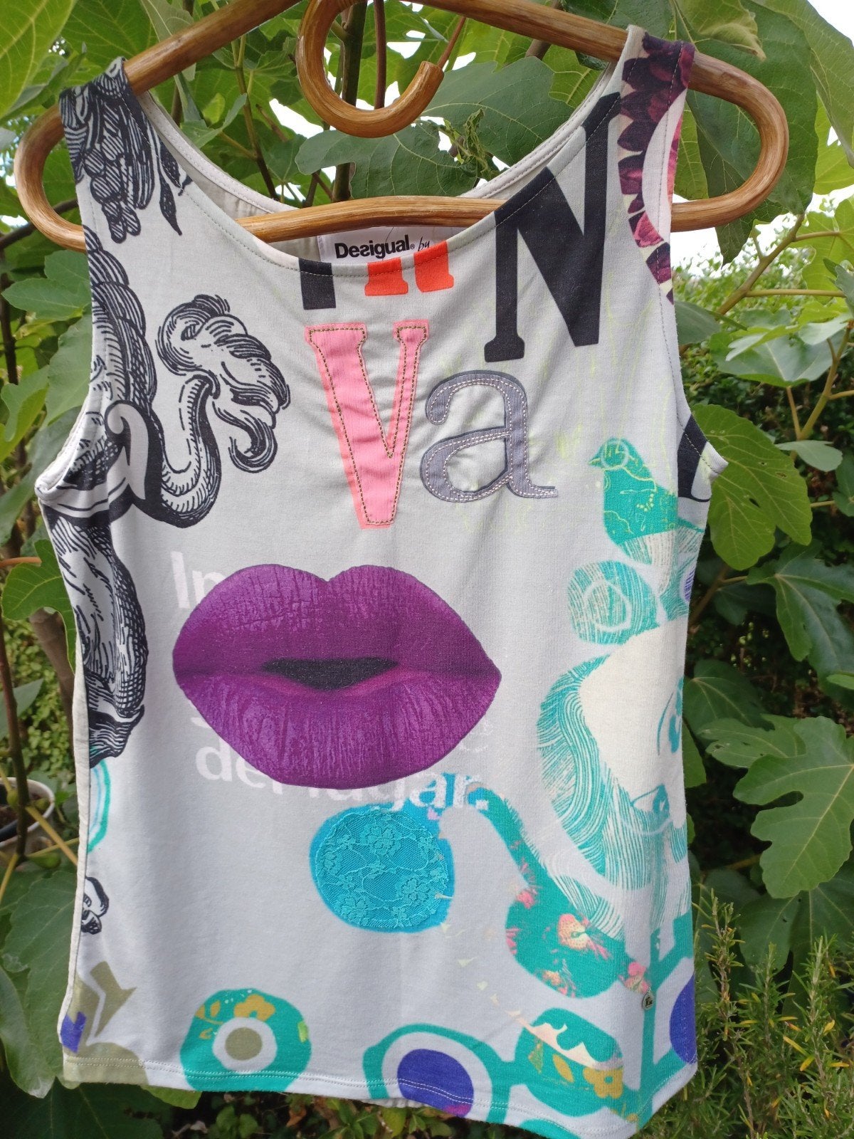 desiqual top groen met print L, Kleding | Dames, Tops, Maat 42/44 (L), Ophalen of Verzenden, Desigual, Gedragen
