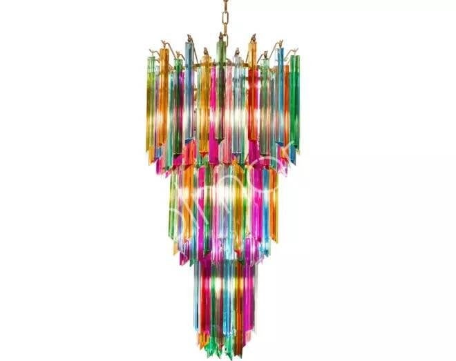 Colmore Chandelier IR/ANT.BRASS - Multikleurig Glas, Nieuw, Overige fittingen, Ophalen of Verzenden, Glas