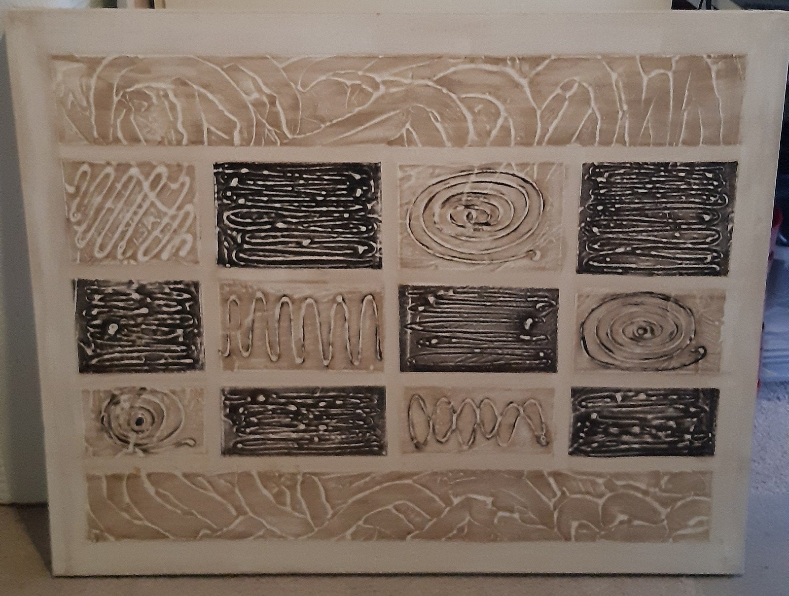 Abstract Schilderij - 100x80 cm, Ophalen
