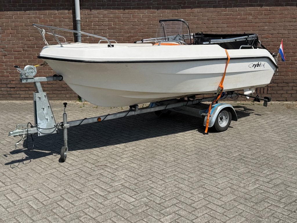 Rybi 470 met 9.9PK Johnson en trailer, Watersport en Boten, Vis- en Consoleboten, Ophalen, Gebruikt