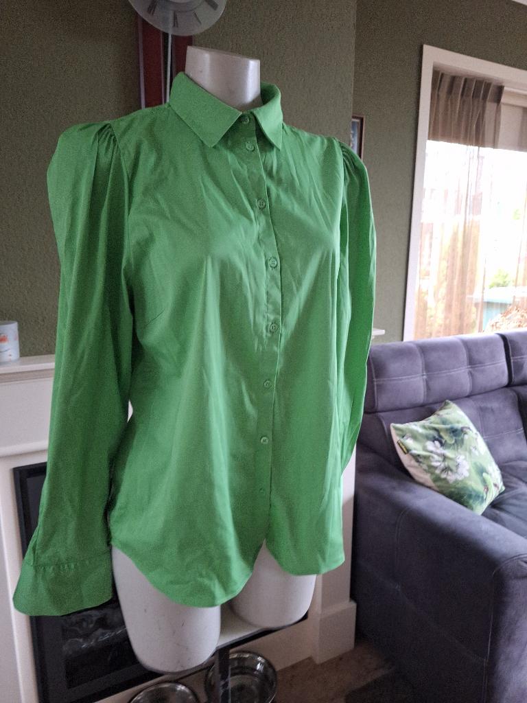 Mos Mosh appel groene blouse L pofmouw, MOS MOSH, Verzenden, Maat 42/44 (L), Zo goed als nieuw