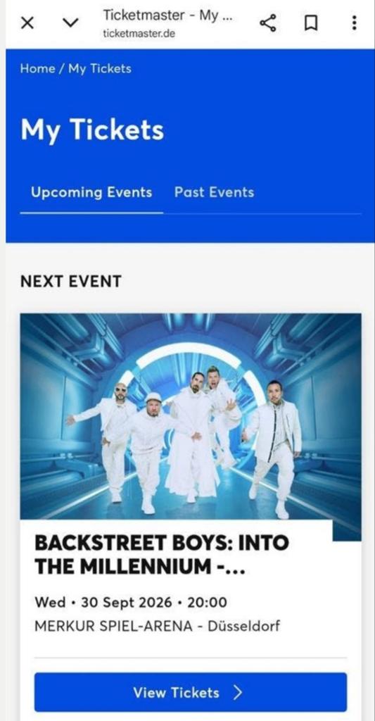 Backstreet boys tickets 4x staanplaatsen 30 sept Düsseldorf, Drie personen of meer, September