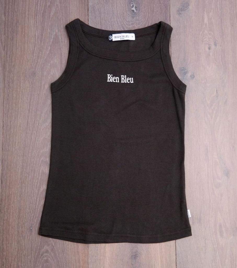 NIEUW: Bien Bleu bruin mouwloos topje/ T-shirtje; maat small, Bruin, Nieuw, Ophalen of Verzenden, Bien Bleu