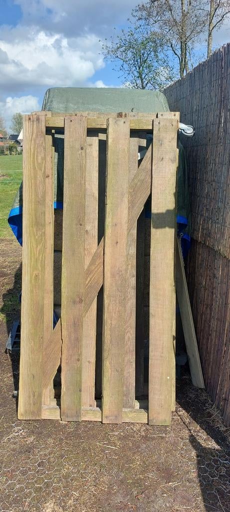 3 houten (schapen)hekjes 135x79 cm, Tuin en Terras, Ophalen, Gebruikt, Hout, Tuinhek