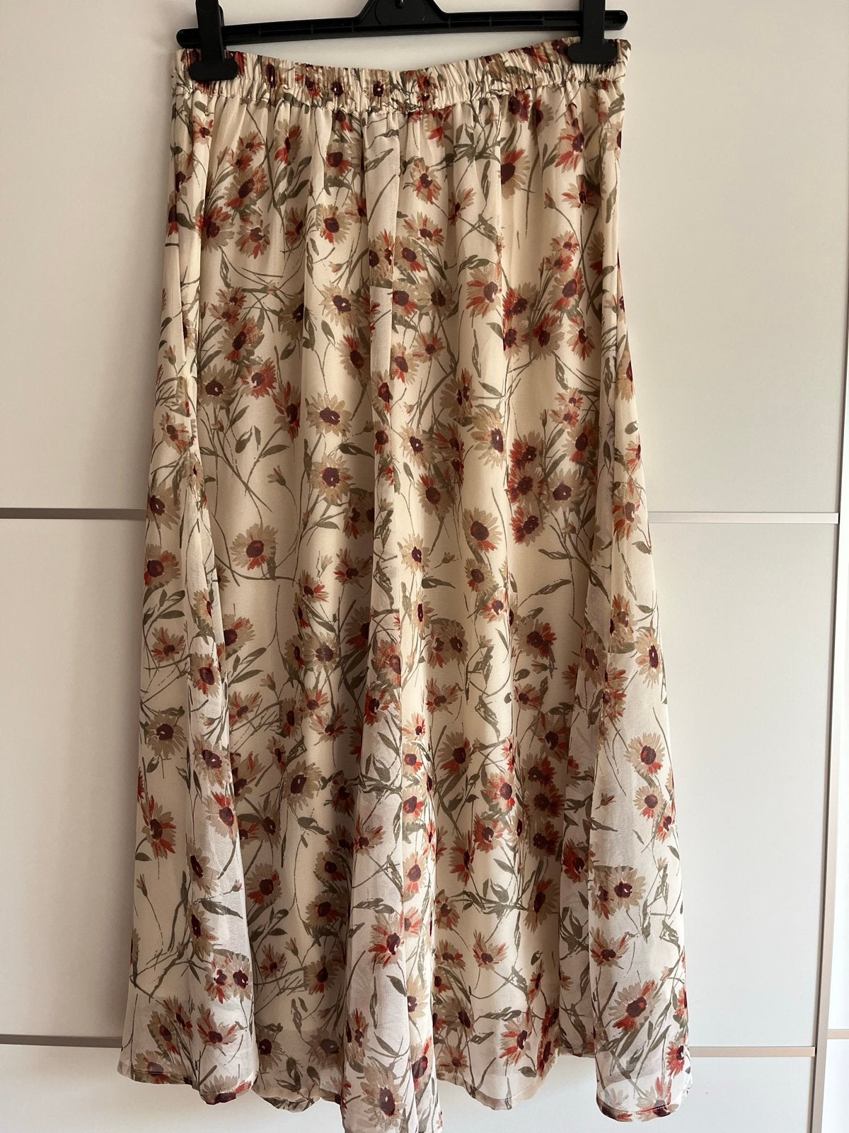 Esqualo maxi rok met bloemenprint - Maat 38/40 (M), Maat 38/40 (M), Beige, Ophalen of Verzenden, Zo goed als nieuw