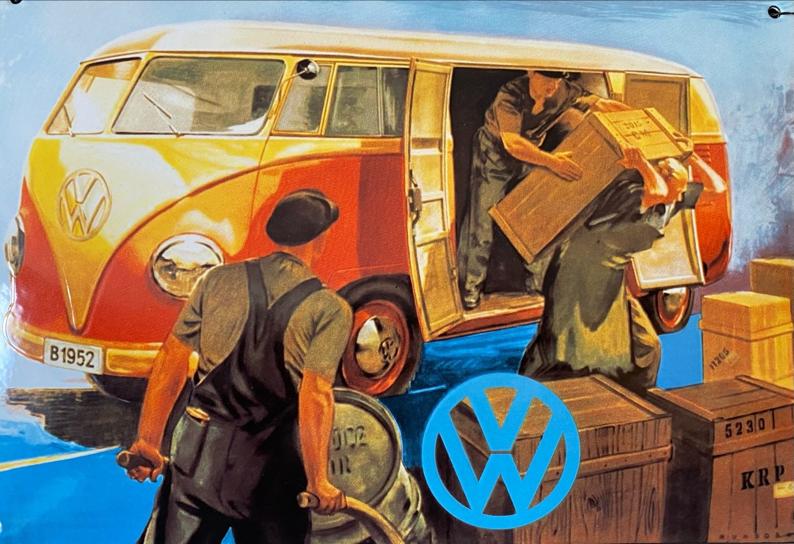 Vintage Volkswagen Bus Reclamebord - VW Transporter, Ophalen of Verzenden, Huis en Inrichting