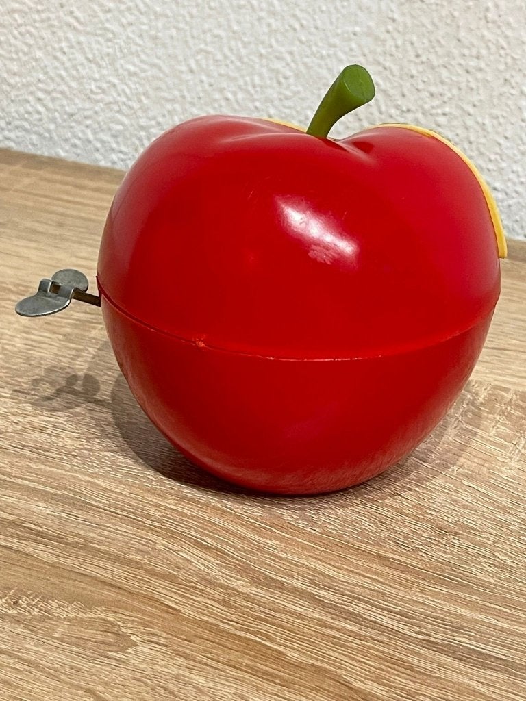 Vintage Apple Worm Bank – mechanische spaarpot jaren 60/70, Kunststof, Gebruikt, Apple Worm Bank, Ophalen of Verzenden